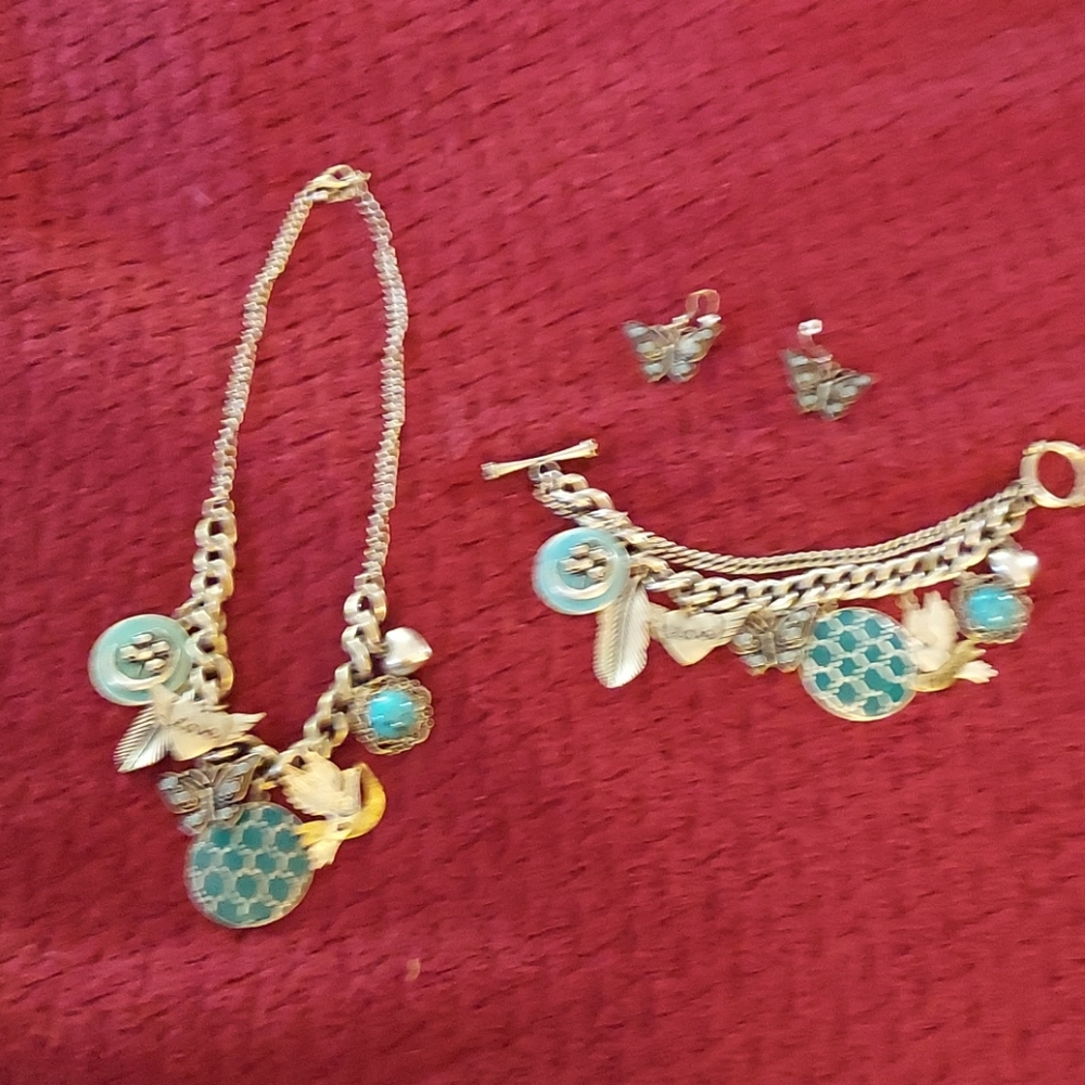 Charm, necklace, bracelet, earrings